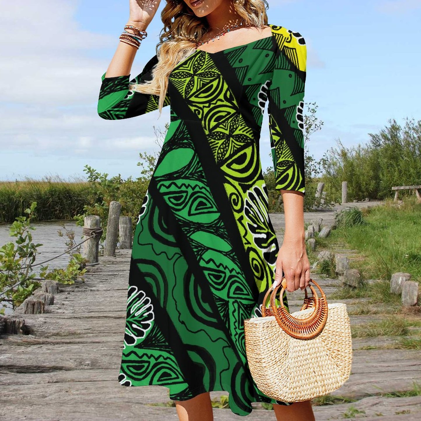Robe évasée à nœud