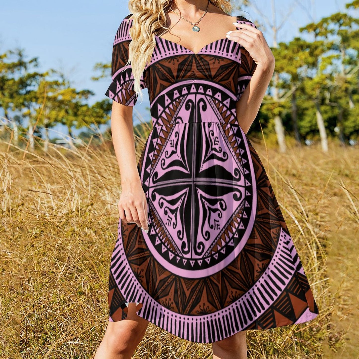 Robe ana rose imprimée gatu