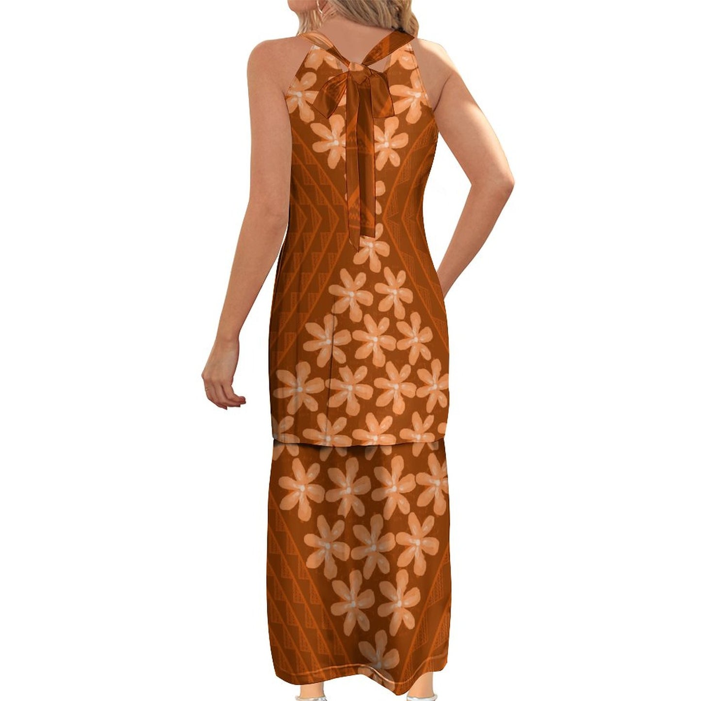Ensemble diane orange imprimé floral