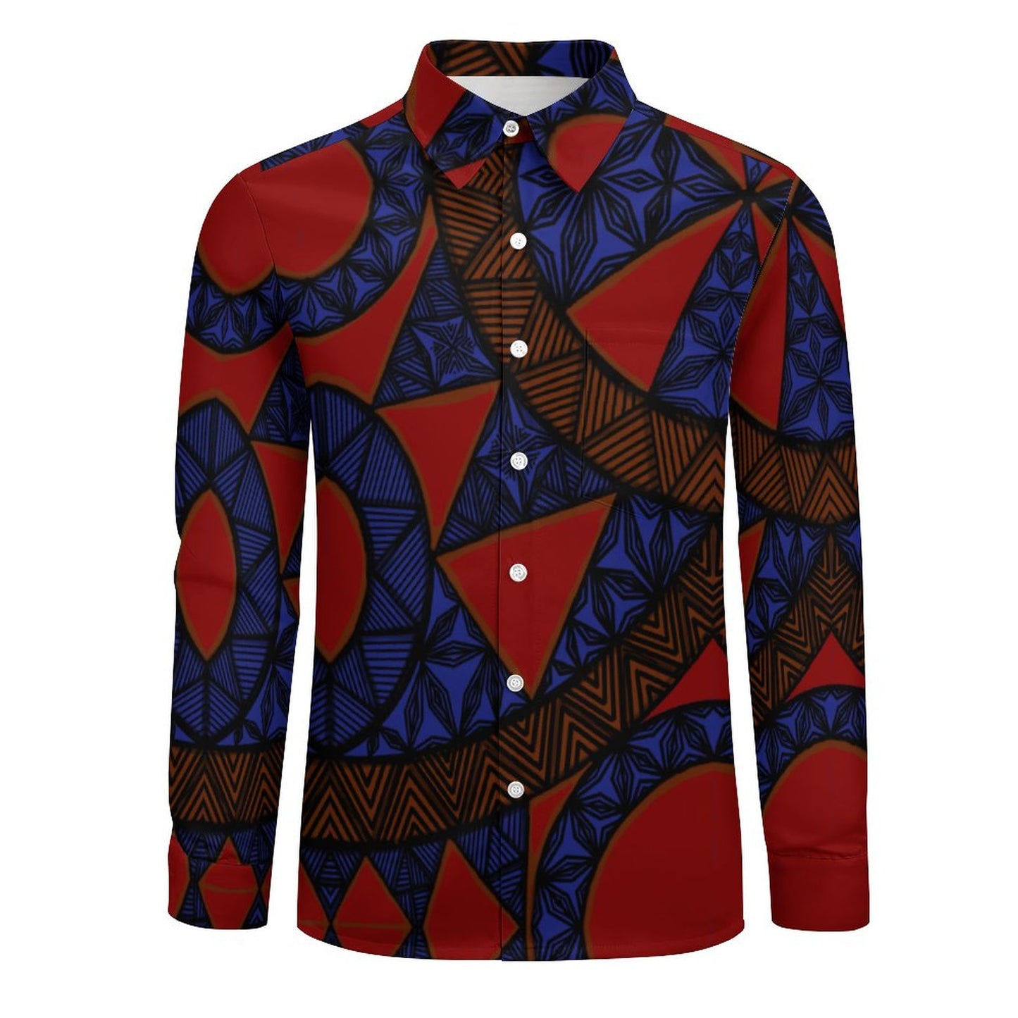 Chemise matatoa bleu imprimé gatu