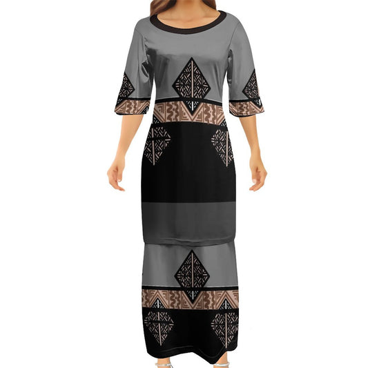 Ensemble haut/jupe tricolore motif gatu