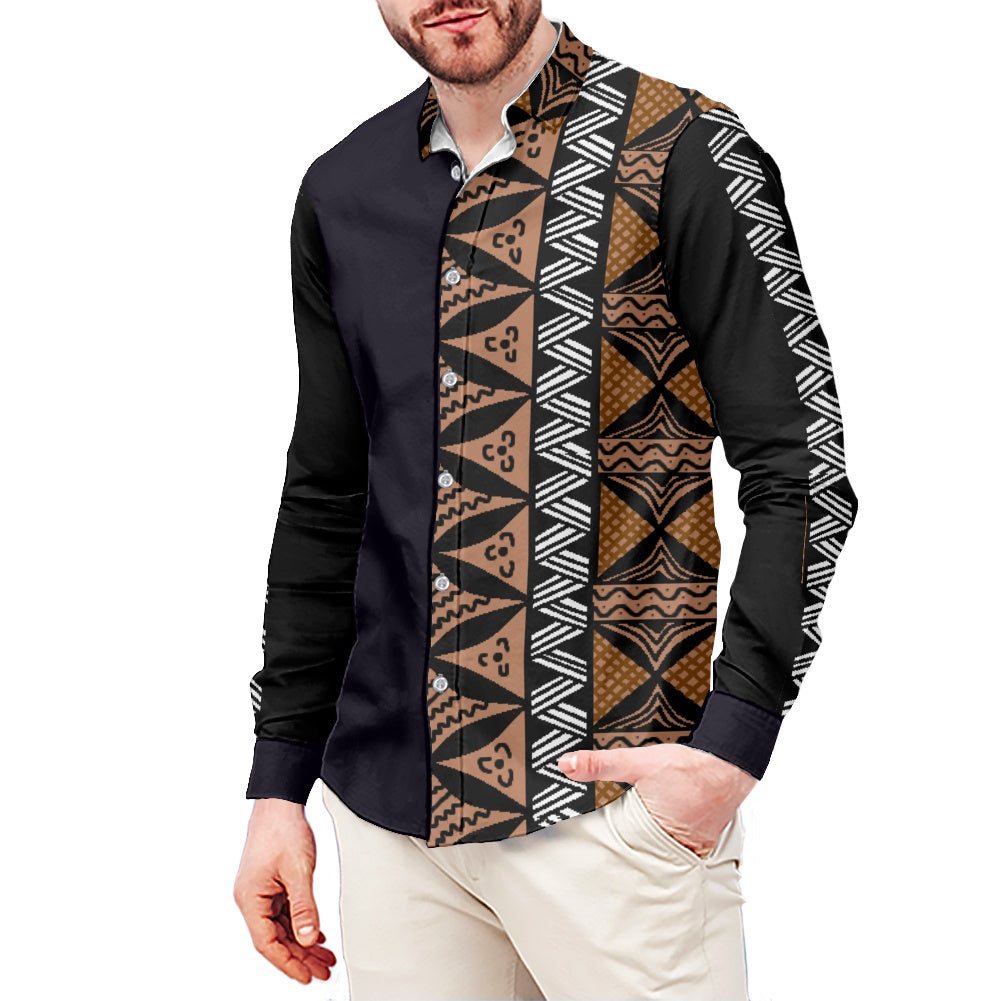 Chemise mata noire imprimée gatu