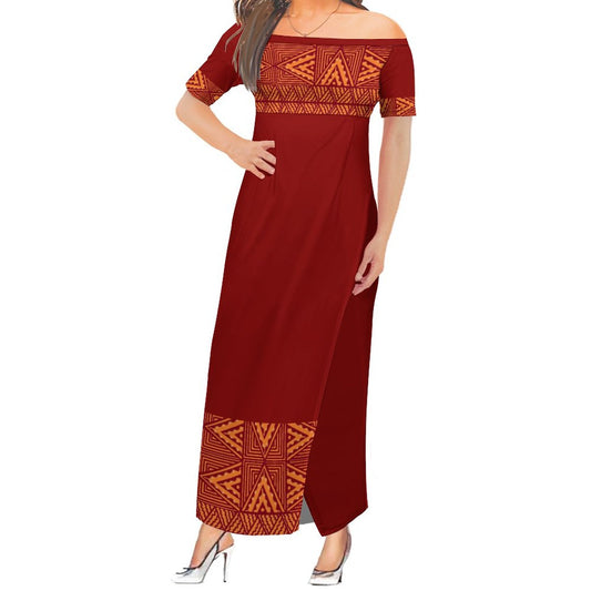 Robe longue rouge en soie