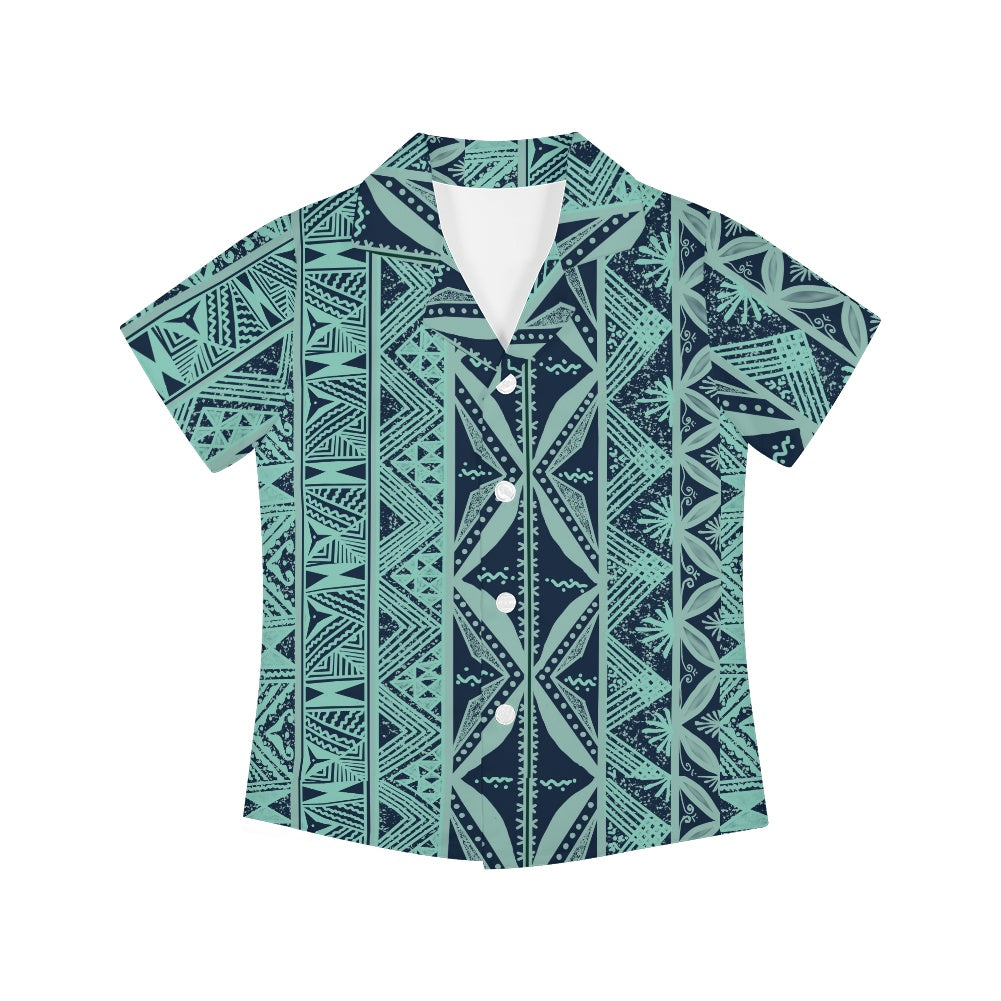 Chemise matt bleu imprimée vert gatu