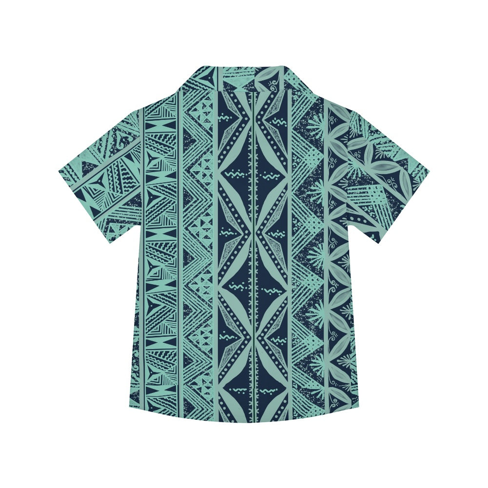 Chemise matt bleu imprimée vert gatu