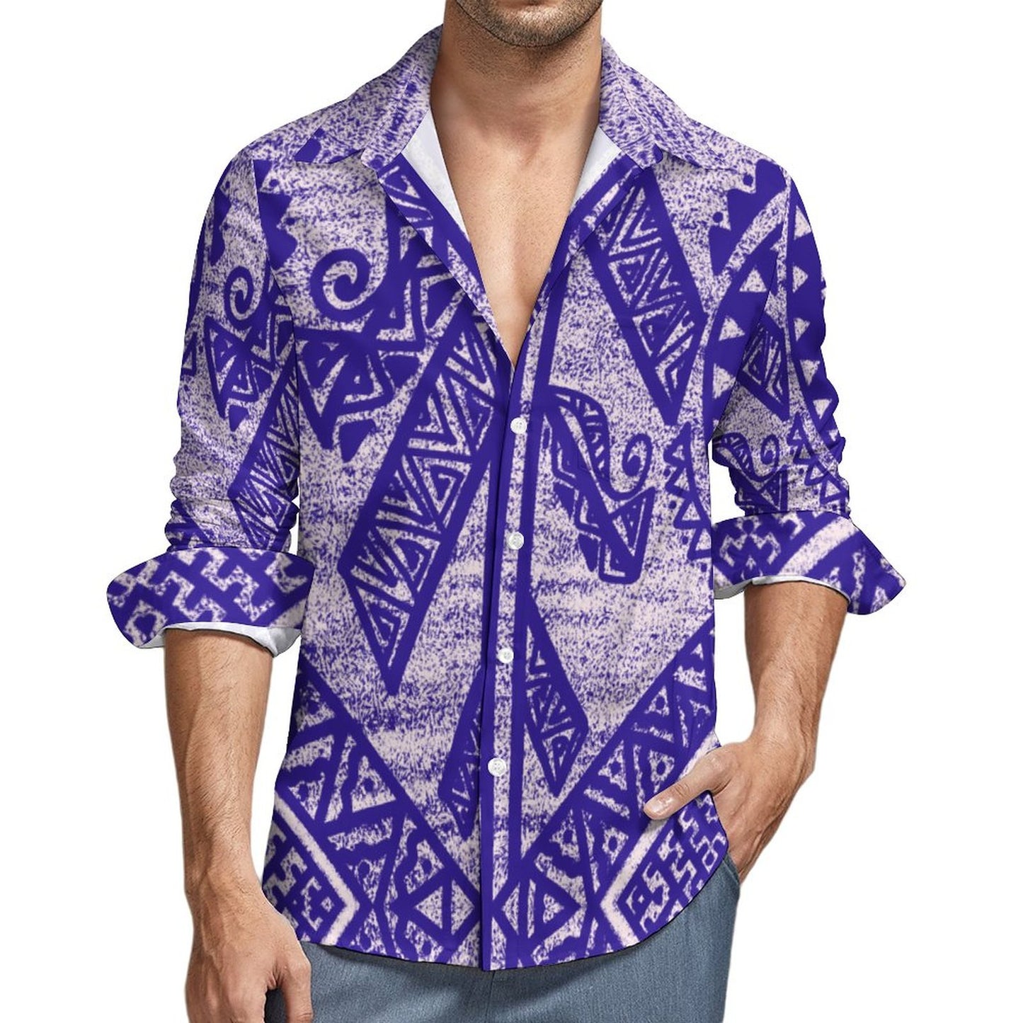Chemise kalaga violet imprimé gatu