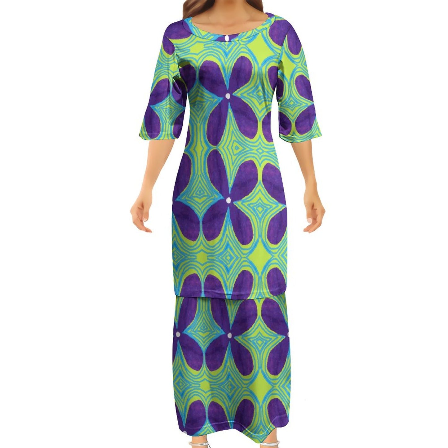 Ensemble haut/jupe florale jaune