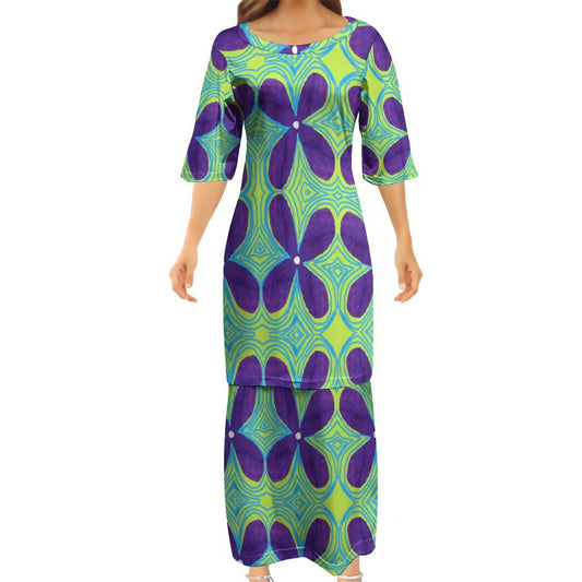 Ensemble haut/jupe florale jaune