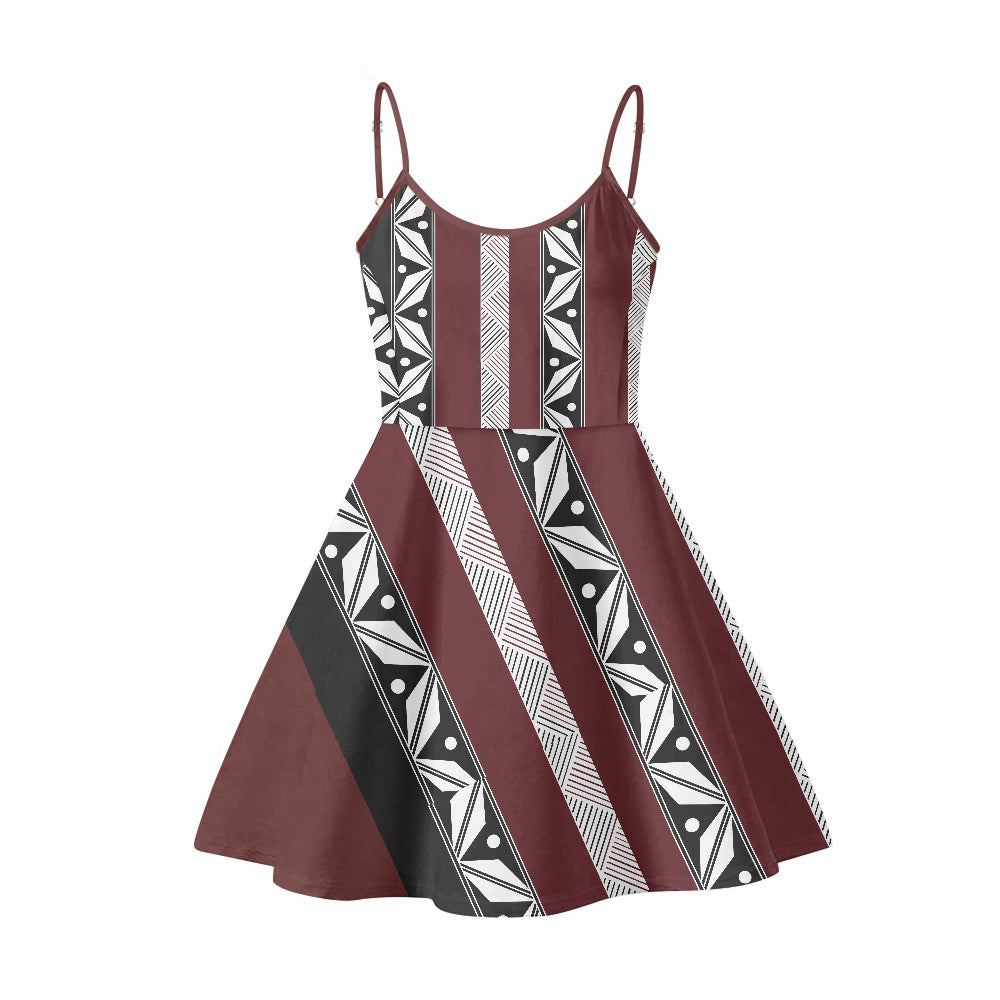 Robe bretelle tapa rouge bordeaux
