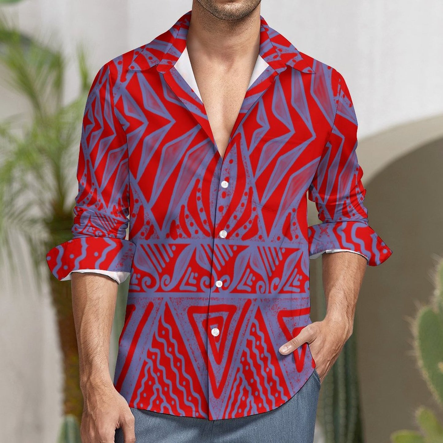 Chemise orion rouge imprimé gatu
