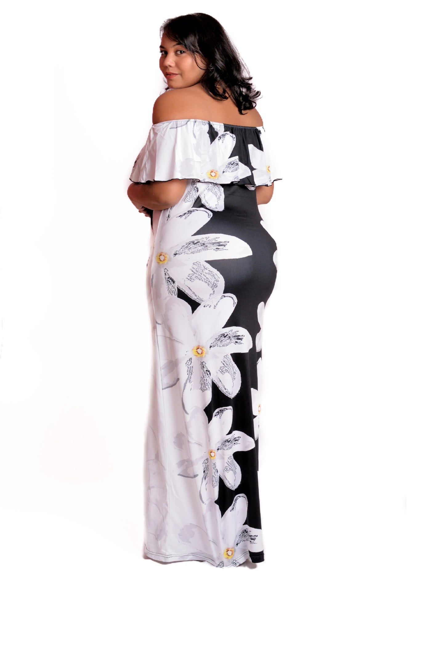 Robe longue imprimée motif fleur