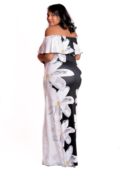 Robe longue imprimée motif fleur