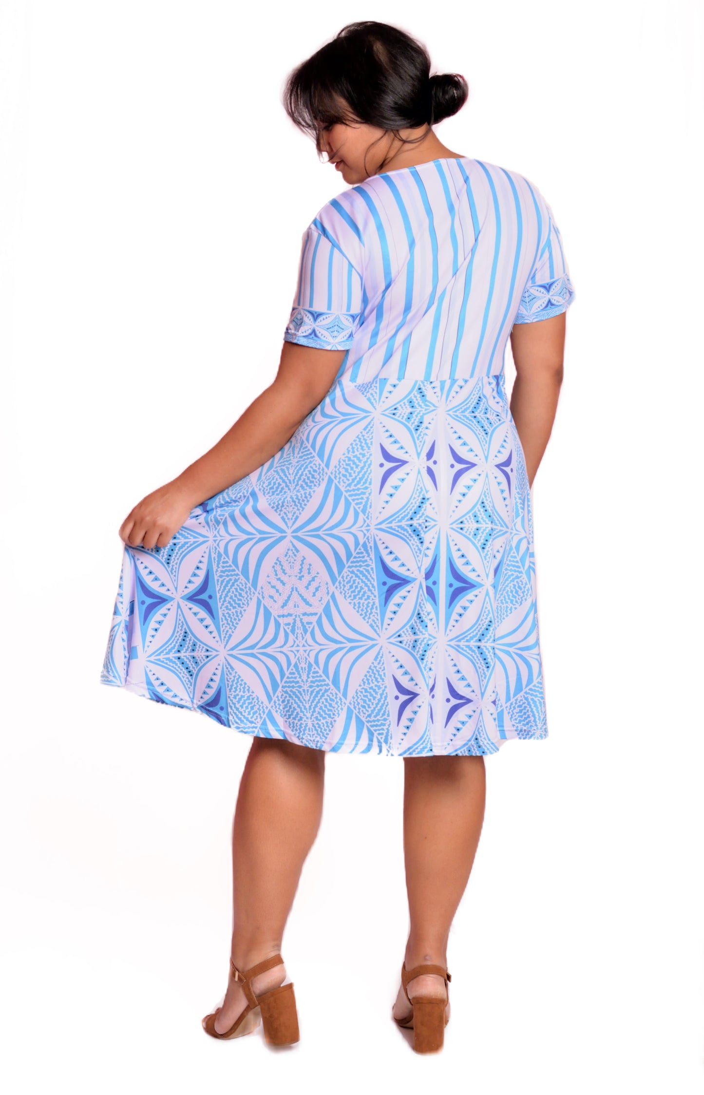 Robe bleue/vert/ imprimée