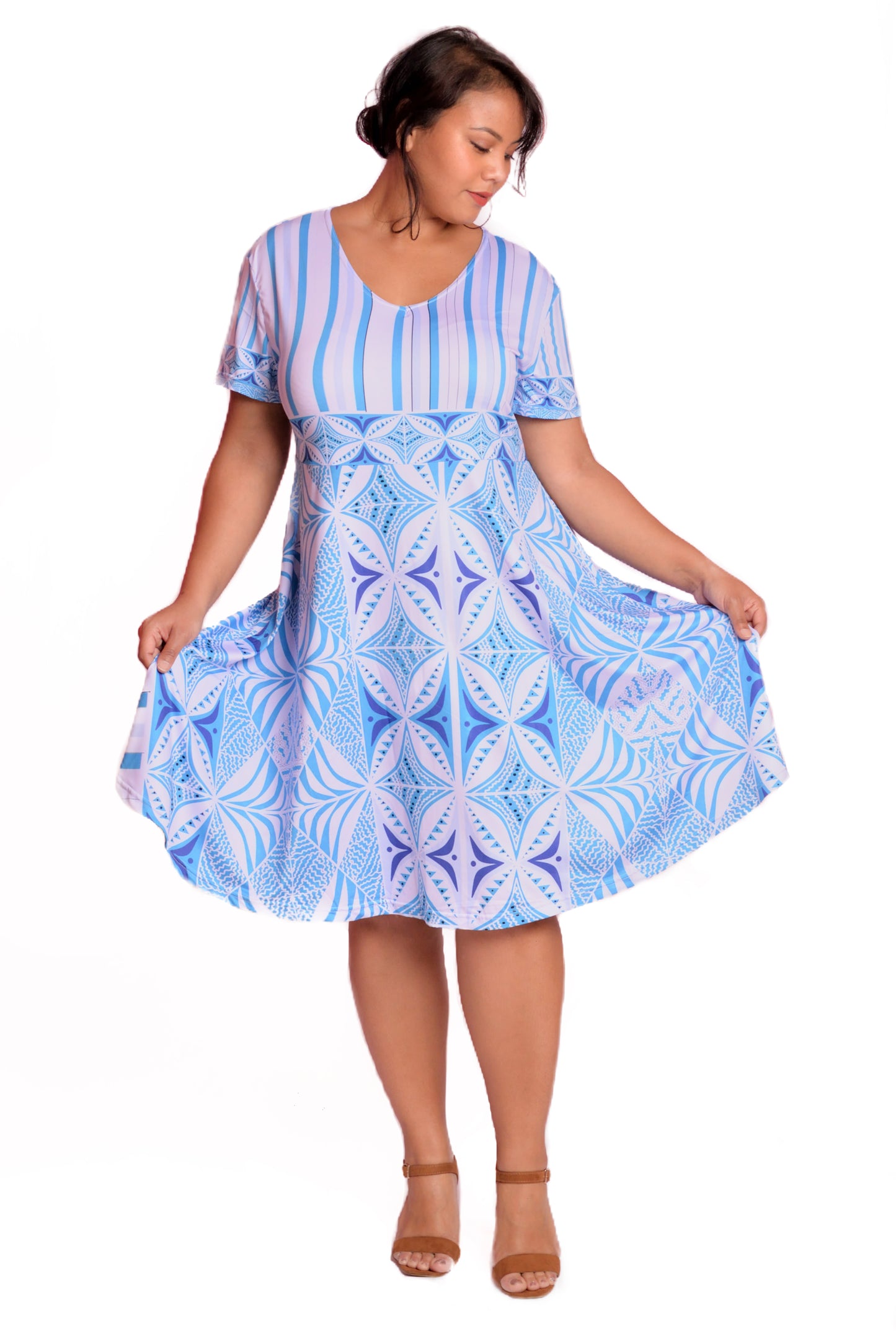 Robe bleue/vert/ imprimée