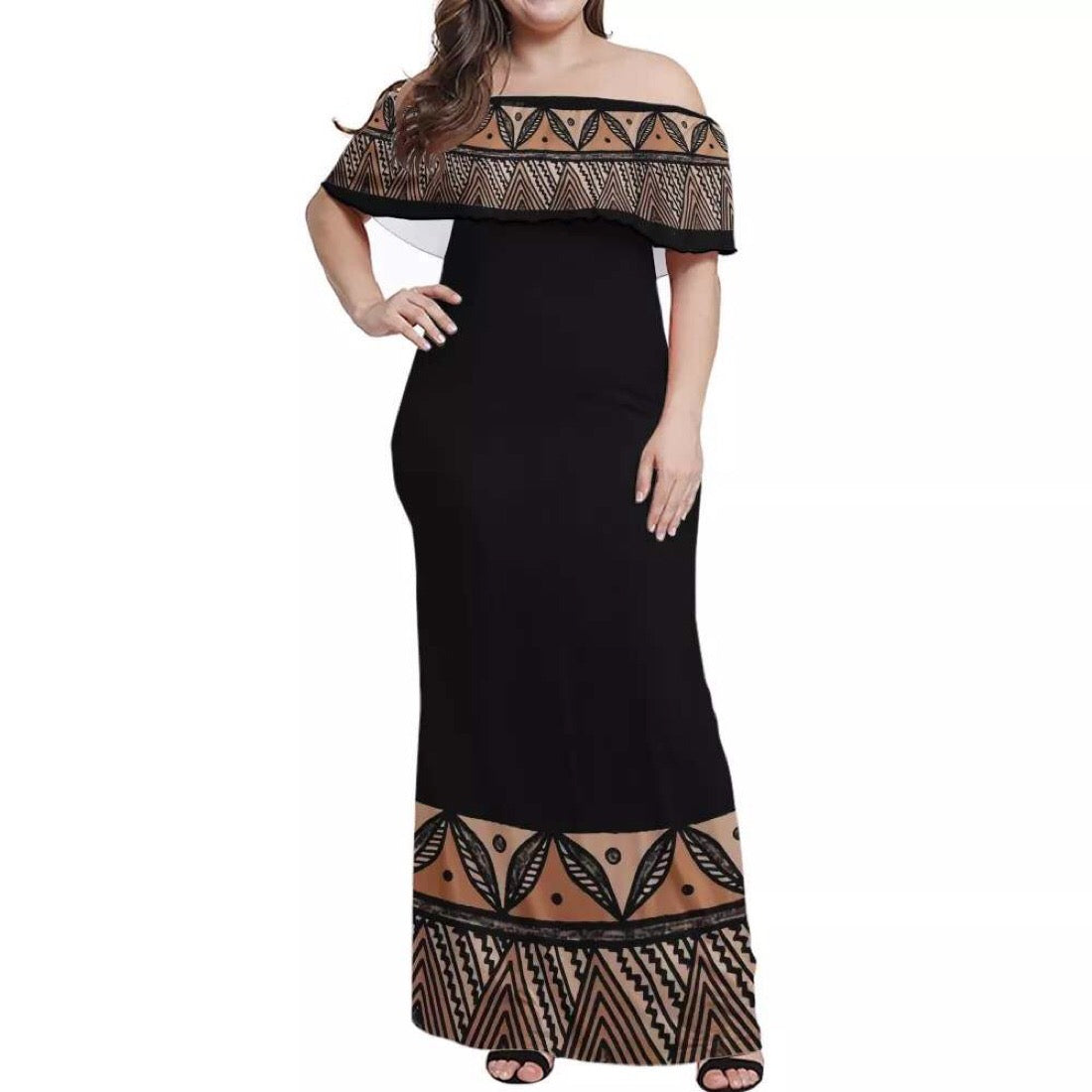 Robe longue imprimée motif gatu