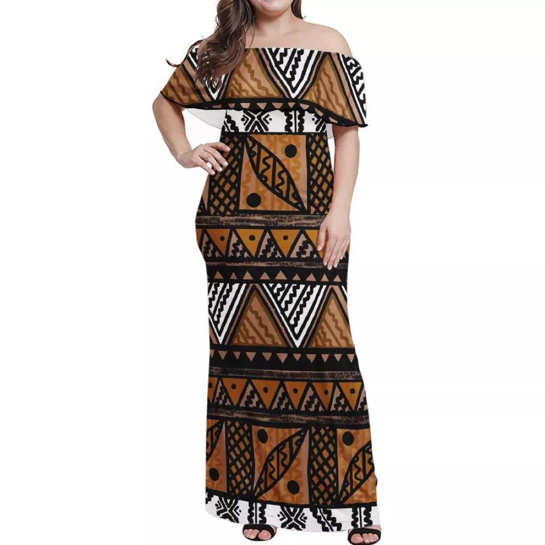 Robe longue imprimée motif gatu