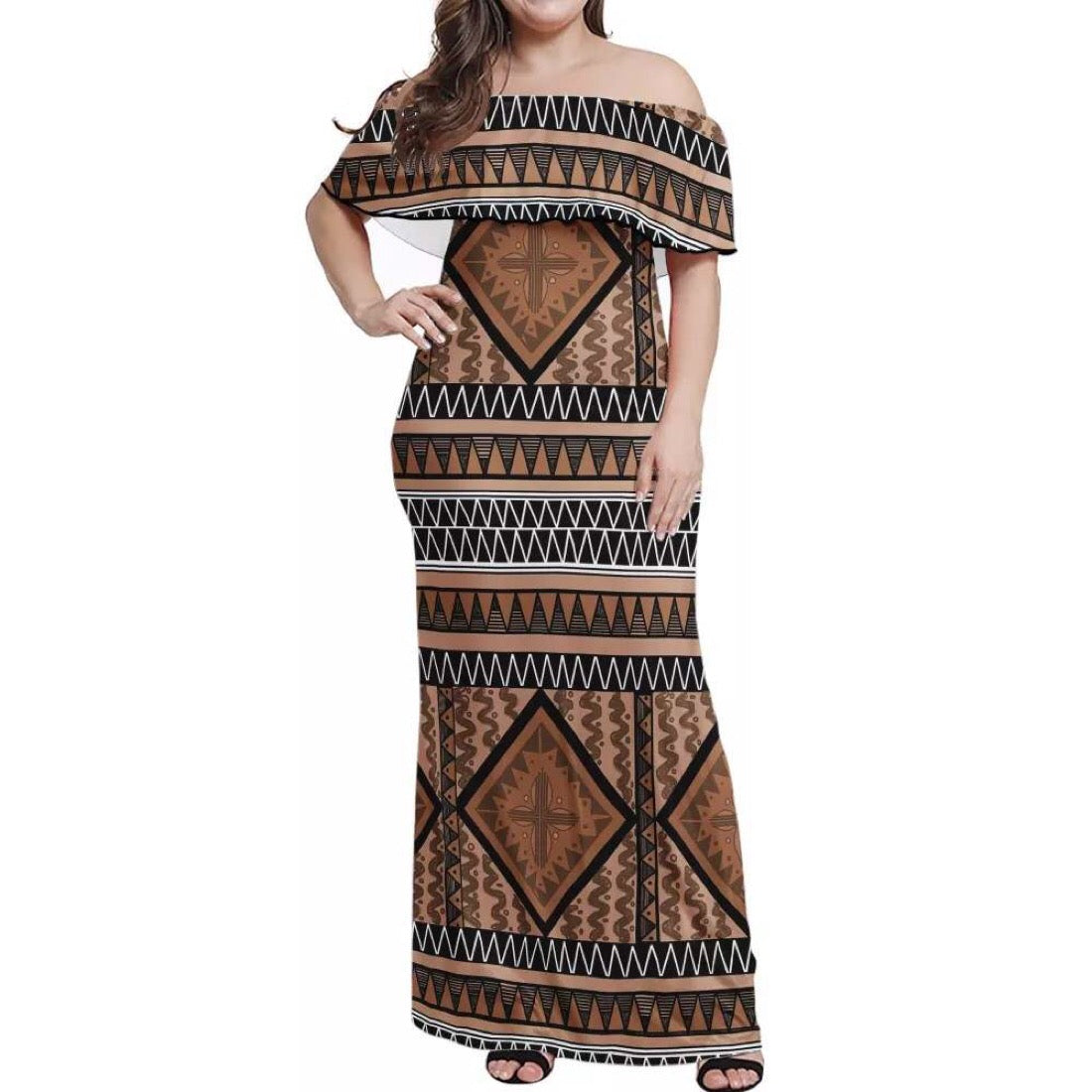 Robe longue imprimée motif gatu