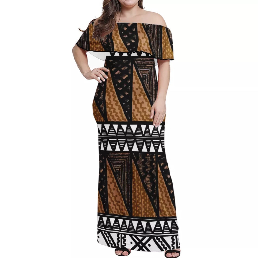 Robe longue blanche imprimée gatu