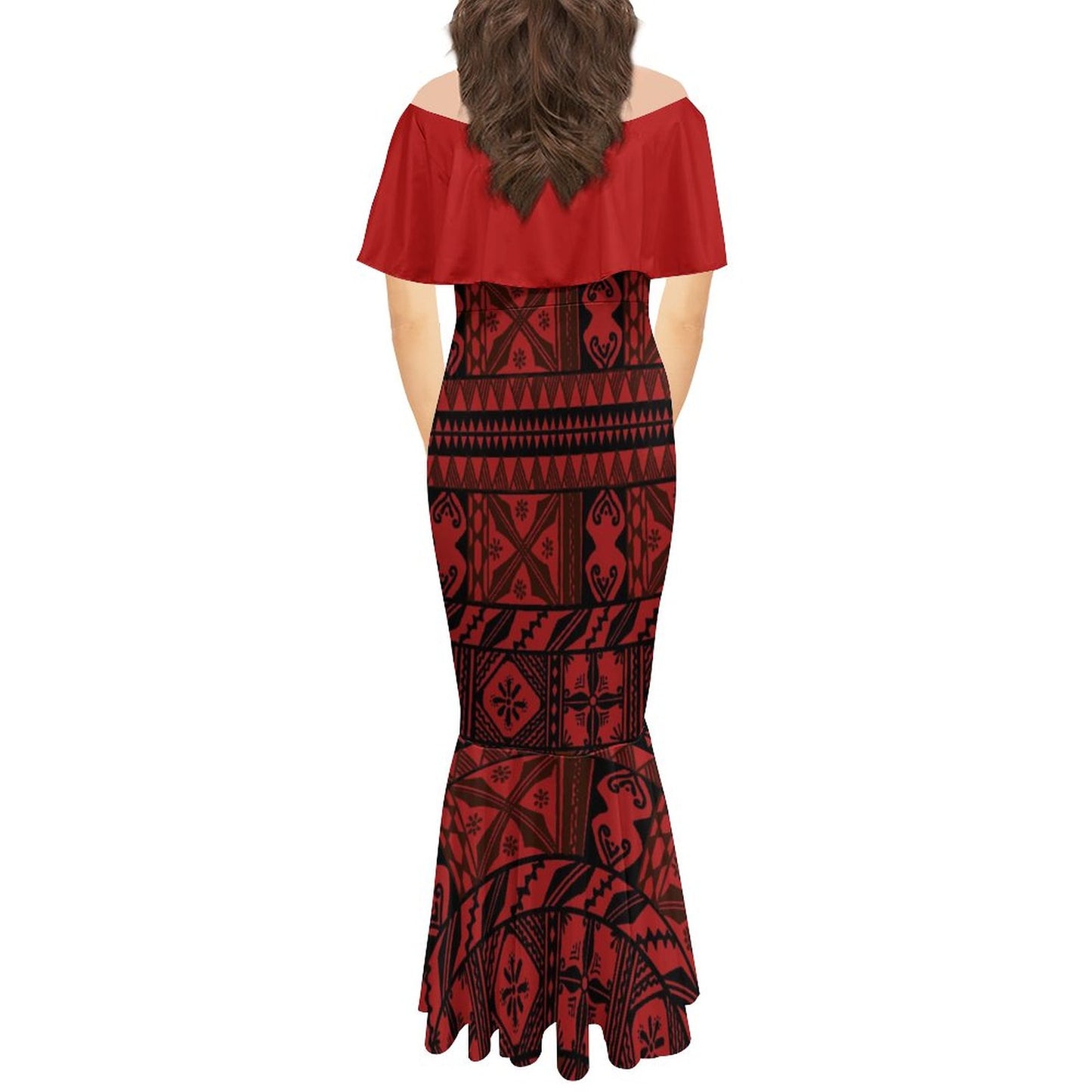 Robe sirène en mousseline de soie gatu rouge