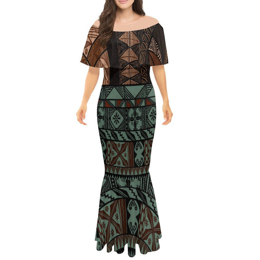 Robe sirène en mousseline de soie gatu vert