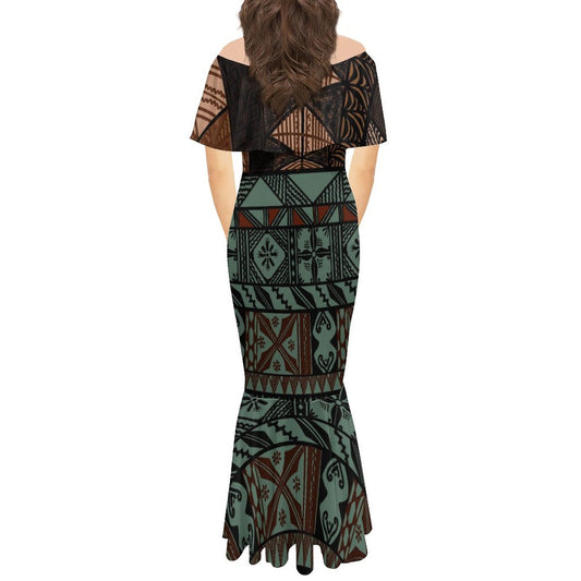 Robe sirène en mousseline de soie gatu vert