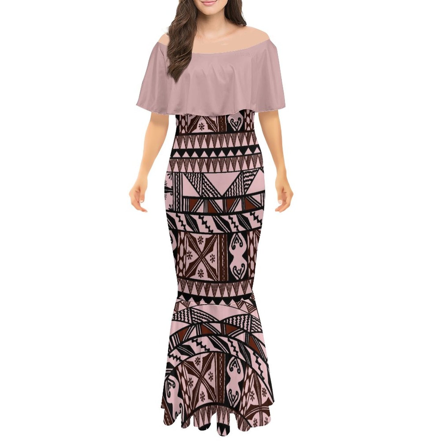 Robe sirène en mousseline de soie gatu rose