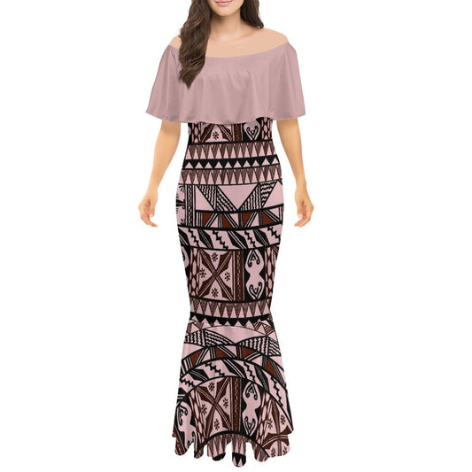 Robe sirène en mousseline de soie gatu rose