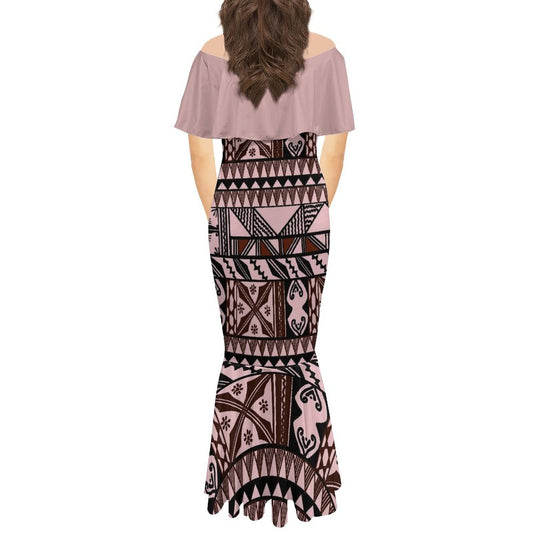 Robe sirène en mousseline de soie gatu rose