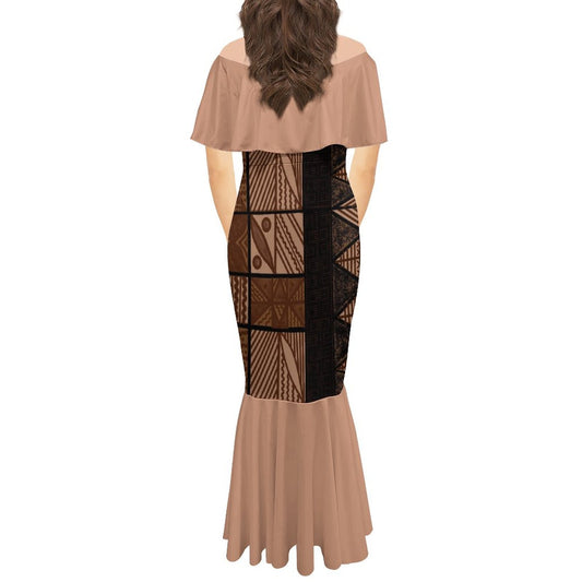 Robe sirène en mousseline de soie gatu