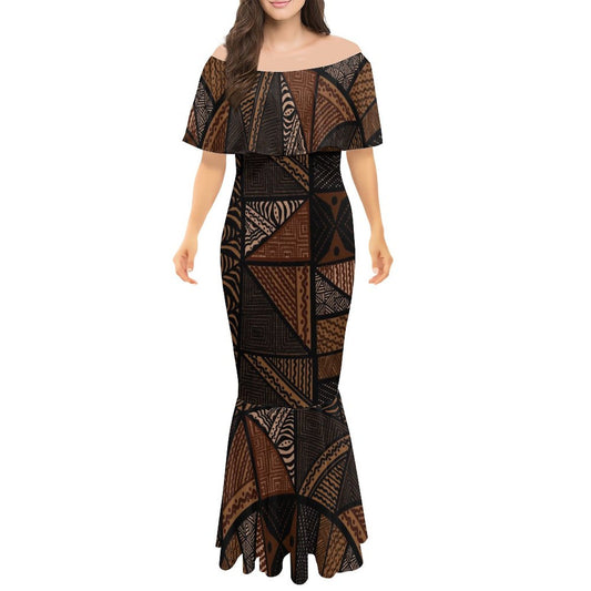 Robe sirène en mousseline de soie gatu