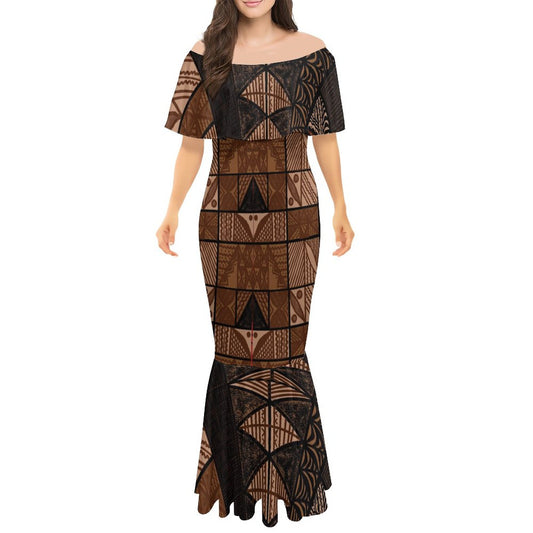 Robe sirène en mousseline de soie gatu