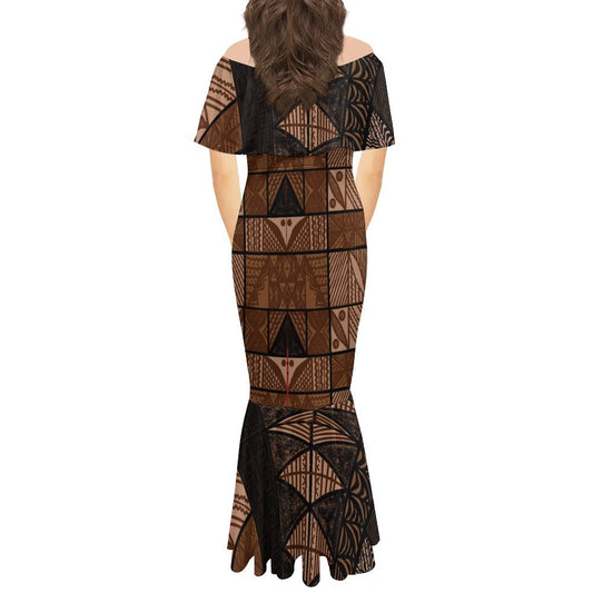 Robe sirène en mousseline de soie gatu