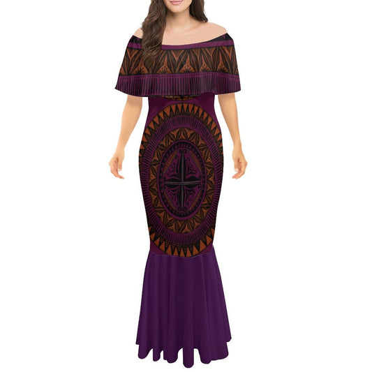 Robe sirène en mousseline de soie gatu