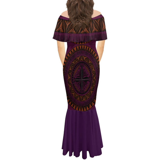 Robe sirène en mousseline de soie gatu