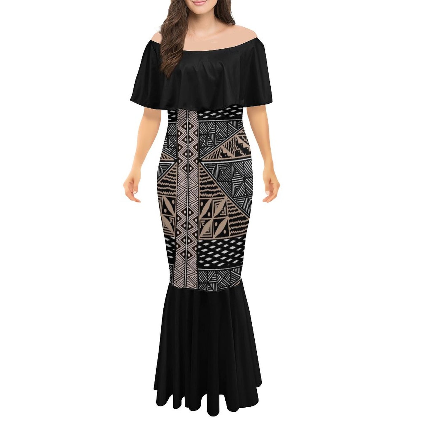 Robe sirène en mousseline de soie gatu