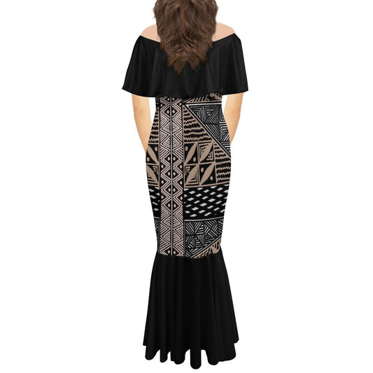 Robe sirène en mousseline de soie gatu
