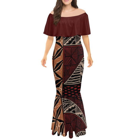 Robe sirène en mousseline de soie gatu