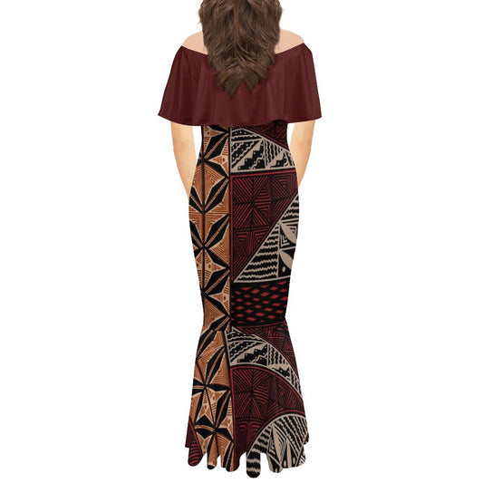 Robe sirène en mousseline de soie gatu