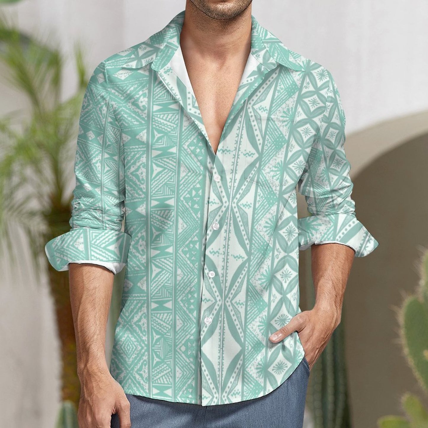Chemise mata blanc imprimée gatu