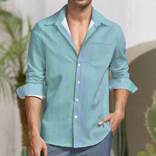 Chemise mata bleu claire imprimée gatu