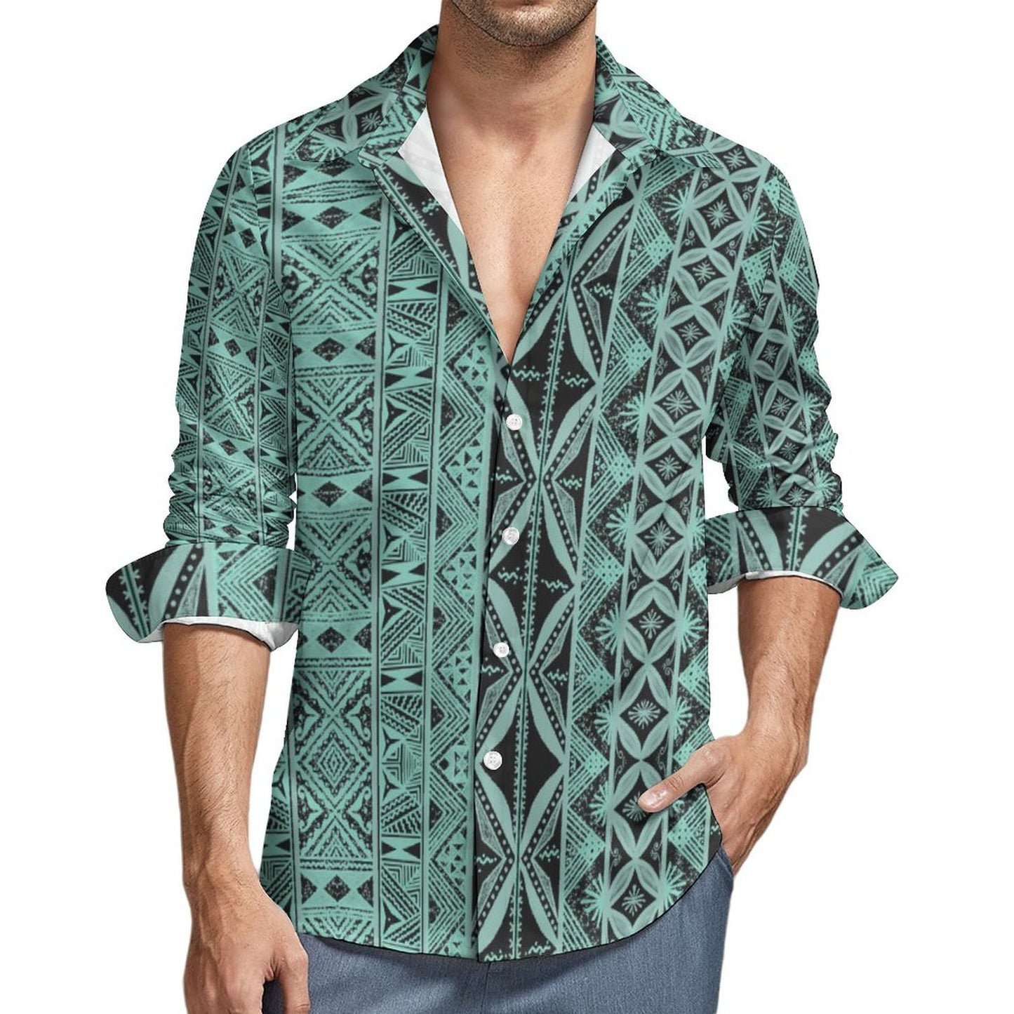Chemise mata noir imprimée gatu