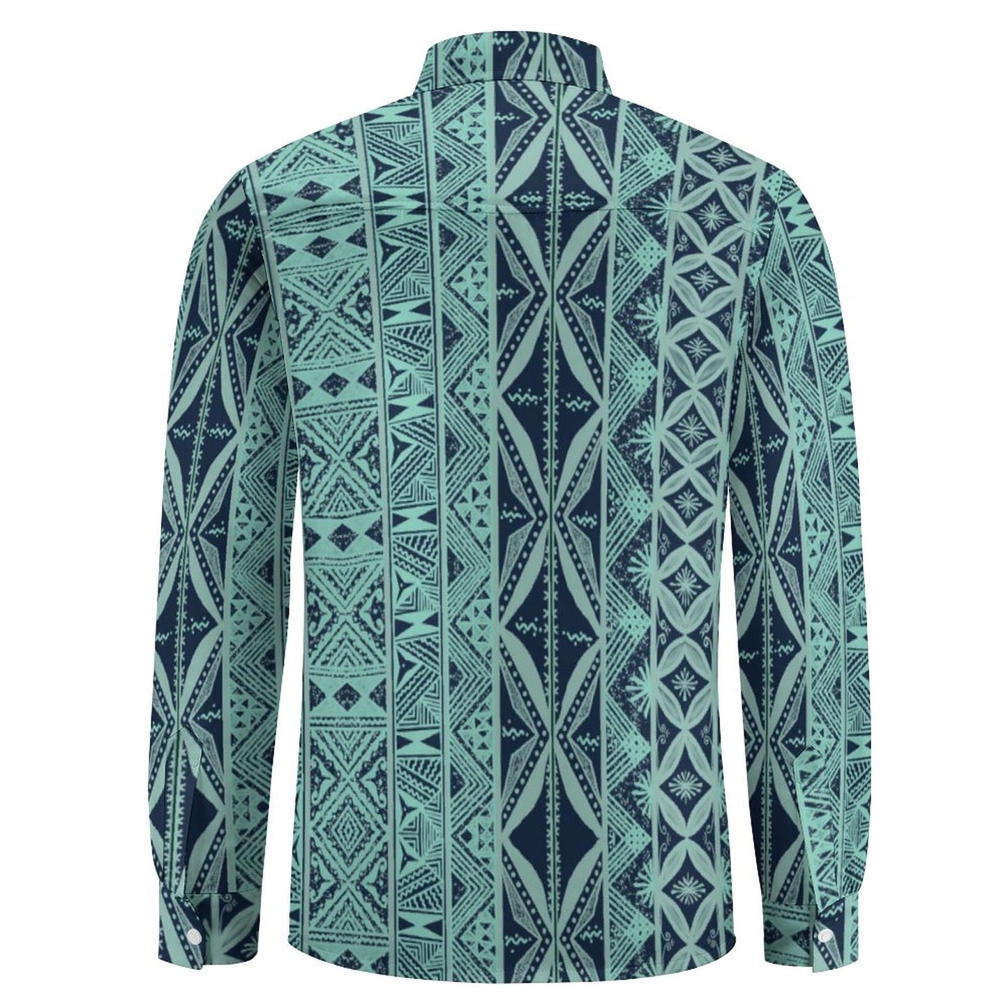 Chemise mata fond bleu imprimée gatu