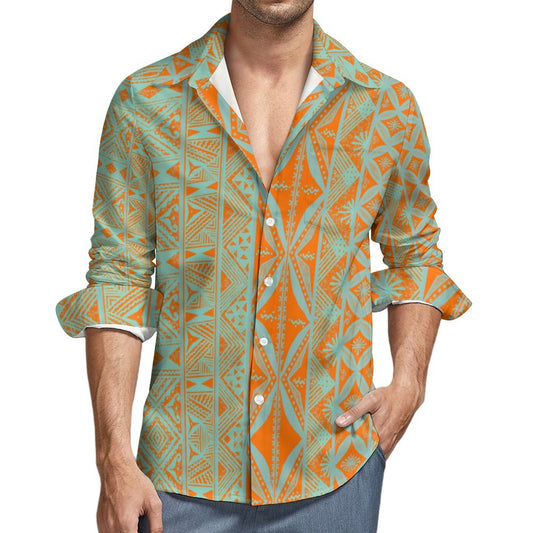 Chemise mata orange imprimée gatu