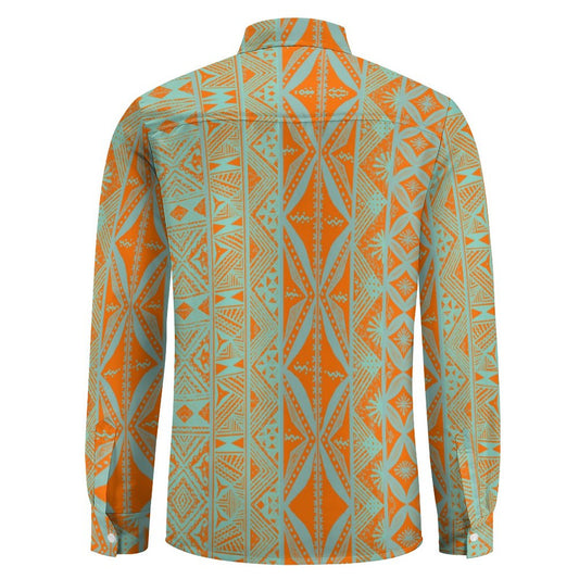 Chemise mata orange imprimée gatu