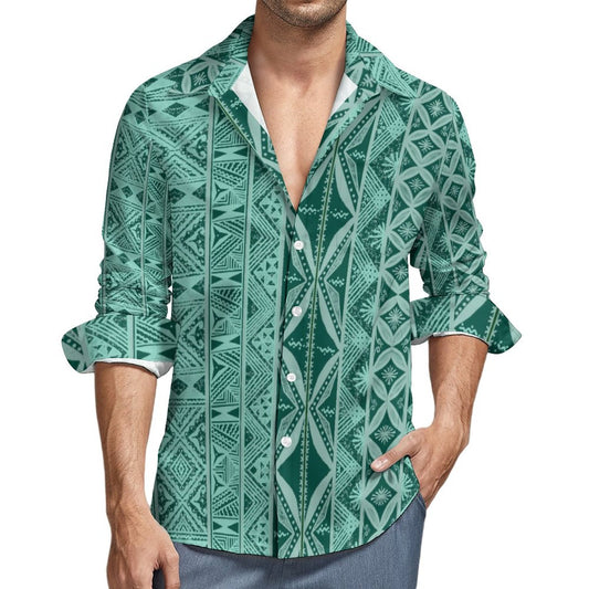 Chemise mata vert foncé imprimée gatu