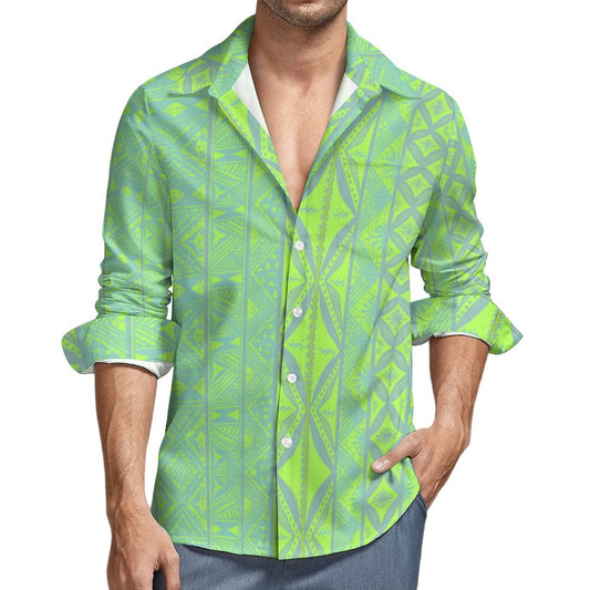 Chemise mata vert fluo imprimée gatu