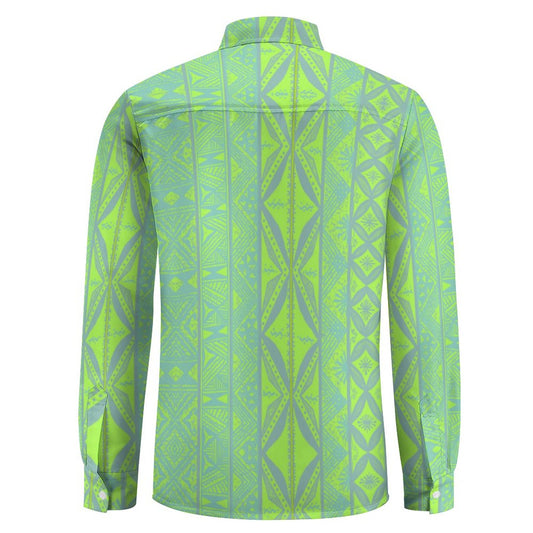 Chemise mata vert fluo imprimée gatu