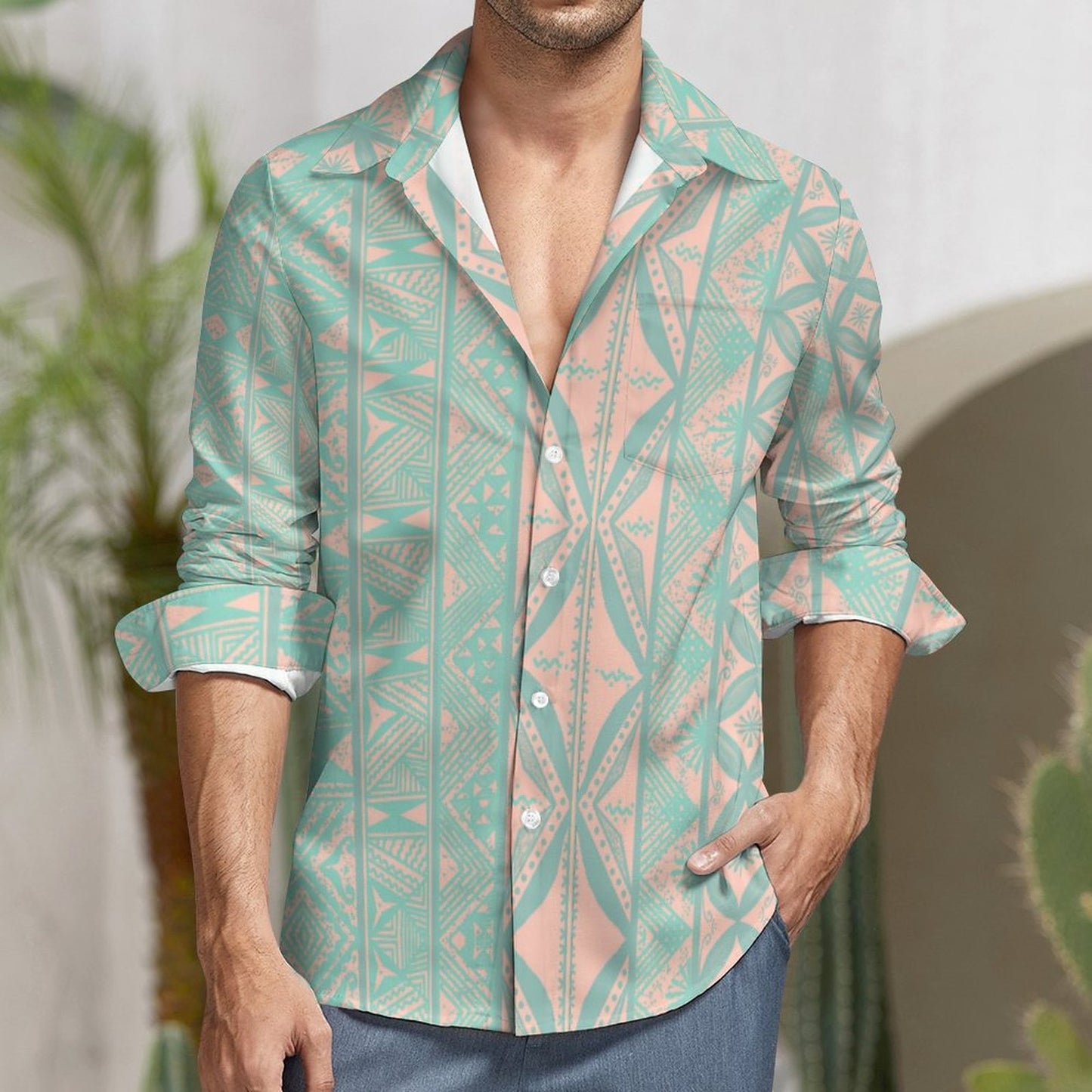 Chemise mata mauve imprimée gatu