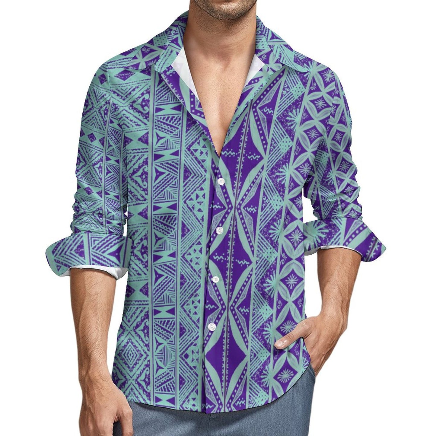Chemise mata violet imprimée gatu