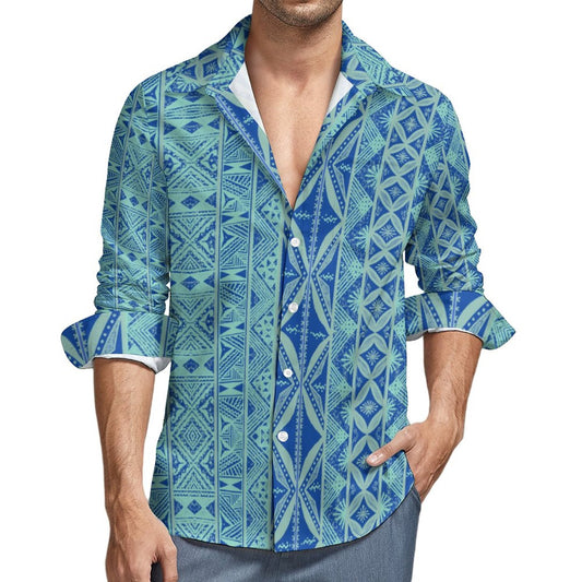Chemise mata bleu imprimée gatu
